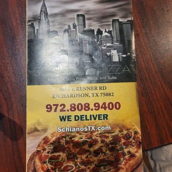 Schiano's Pizza - Menu - Pizza Near Me - Richardson, Texas
