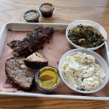 Beach Bbq - Brisket and pork belly  Bake potato salad and collard greens - Bars Near Me - Bentonville, Arkansas