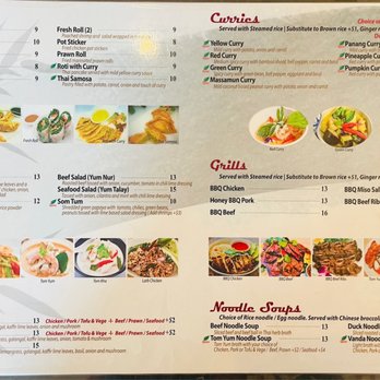 Vanda Thai - Menu as off June 28, 2023. - Thai Near Me - Walnut Creek, California