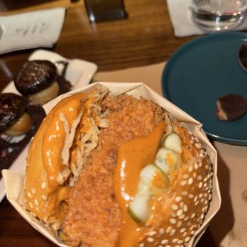 Double Chicken Please - Tofu Burger - Cocktail Bars Near Me - New York, New York Double Chicken Please - Tofu Burger - Cocktail Bars Near Me - New York, New York