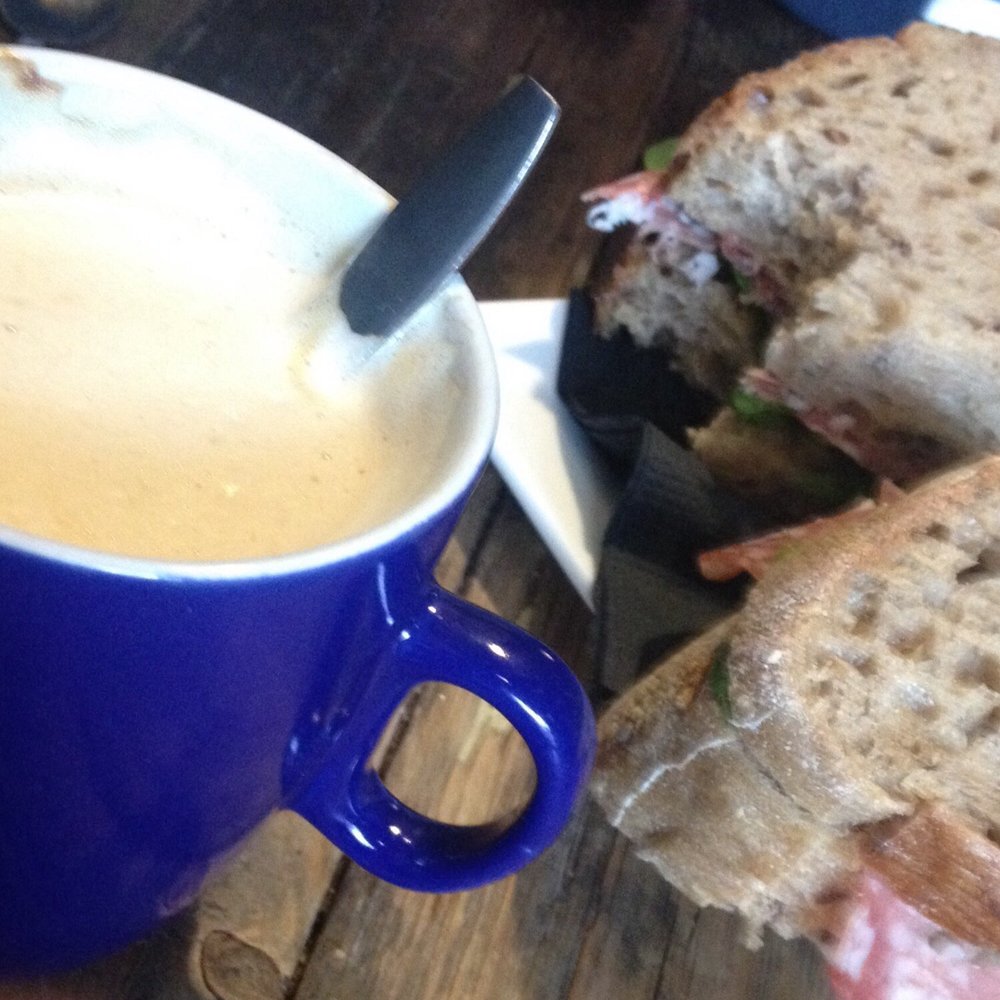 Koffie Academie - cappuccino and salami sandwich in a delicious bread! - Coffee & Tea Near Me - Amsterdam, New Hampshire Koffie Academie - cappuccino and salami sandwich in a delicious bread! - Coffee & Tea Near Me - Amsterdam, New Hampshire