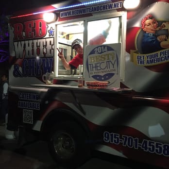 Red, White & Chew - a food truck at night - Food Trucks Near Me Red, White & Chew - a food truck at night - Food Trucks Near Me