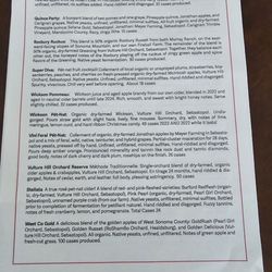 Tilted Shed Ciderworks - Menu with ingredients 1