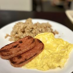 Harry's Café - 내 사랑! Breakfast Special, crispy Spam & Kimchee Fried Rice! Hits the spot every time!