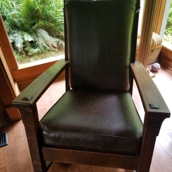 Urban Upholstery - Had our Limbert rocker re-upholstered in leather. Super happy with the result! - Furniture Reupholstery Near Me - Olympia, Washington Urban Upholstery - Had our Limbert rocker re-upholstered in leather. Super happy with the result! - Furniture Reupholstery Near Me - Olympia, Washington