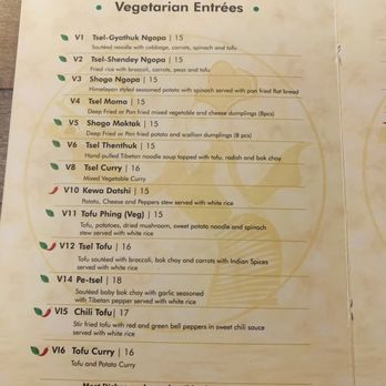 Tibetan Kitchen - Full page of (mostly vegan) vegetarian menu items - Himalayan/Nepalese Near Me - New Haven, Connecticut