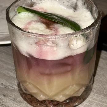 Prospect Gourmand - Prospect Yuzu Sour - Yuzu Juice, Whiskey, Egg White Foam, Bitters, Kaffir Lime, Red Wine - New American Near Me - Beverly Hills, California Prospect Gourmand - Prospect Yuzu Sour - Yuzu Juice, Whiskey, Egg White Foam, Bitters, Kaffir Lime, Red Wine - New American Near Me - Beverly Hills, California