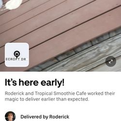 Tropical Smoothie Cafe - Driver spilled drink. If they packaged stuff better this wouldn't have happened