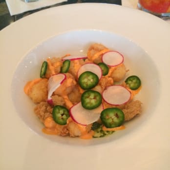 Mesh Restaurant - Fried shrimp with jalapeños and aioli. Yum. - New American Near Me - Indianapolis, Indiana