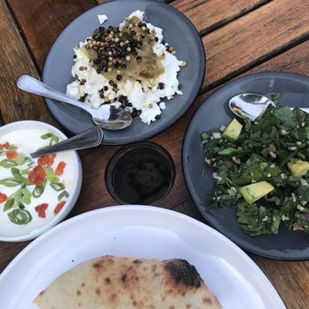 Saba - Left to right: Ikra, Bulgarian Feta, Tabouleh - Mediterranean Near Me - New Orleans, Louisiana