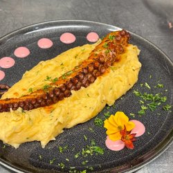 Octopus on a bed of purée