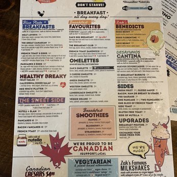 Zak's Diner - Menu - Diners Near Me - Ottawa, Ontario
