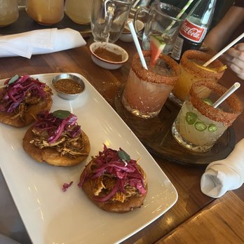 Villa Azteca - The gorditas with chicken and the Paloma flight. - Mexican Near Me - Salinas, California