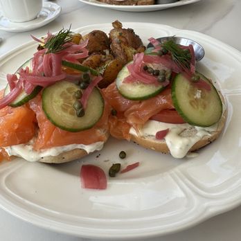 Caroline's On Main - Bland smoked salmon with Crème fraîche, on a terrible bagel. - Breakfast & Brunch Near Me - Flowery Branch, Georgia Caroline's On Main - Bland smoked salmon with Crème fraîche, on a terrible bagel. - Breakfast & Brunch Near Me - Flowery Branch, Georgia