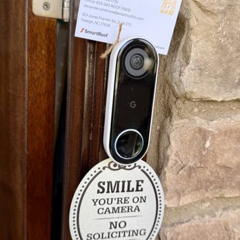 SmartRoof - Alex's card on top of our NO SOLICITING sign - Solar Installation Near Me - Raleigh, North Carolina SmartRoof - Alex's card on top of our NO SOLICITING sign - Solar Installation Near Me - Raleigh, North Carolina