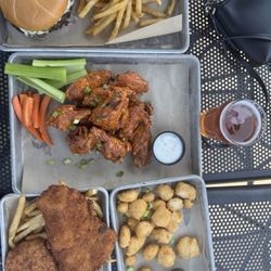 Pelican Brewing -Â Tillamook - Buffalo wings, fried cheese curds, fish & chips, spicy burger Raspberried at sea beer