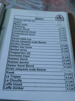 Menu photo 1 Taverne Stadhuis Geraardsbergen, VOV