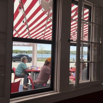 Wilson's Ice Cream Parlor - View of the harbor from inside booth. - Ice Cream & Frozen Yogurt Near Me - Ephraim, Wisconsin