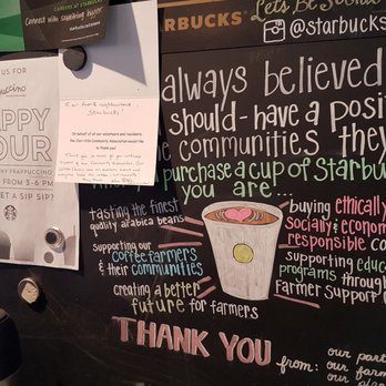 Starbucks - a blackboard with a message written on it - Coffee & Tea Near Me - Waterloo, Ontario