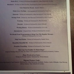 The Down Under Lounge - Show program.