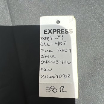 Express - Handwritten tag - Men's Clothing Near Me - Santa Clara, California