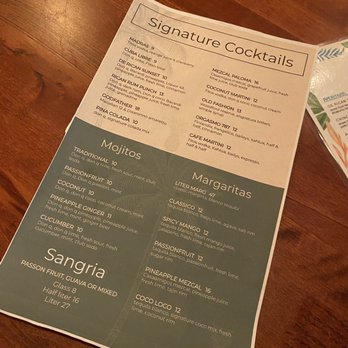 De Rican Chef - Oceanfront - Cocktail Menu - Puerto Rican Near Me - Virginia Beach, Virginia