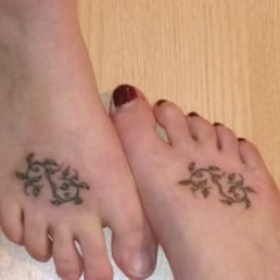 Me and my moms matching tattoos, an infinity sign made of a vine covered in leaves. Me and my moms matching tattoos, an infinity sign made of a vine covered in leaves.