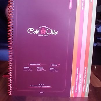 Cafe De Olla - Cover of their extensive menu options. It was like a book. Smelled nice too. Like a new book/magazine at a book store. - American Near Me - Burbank, California