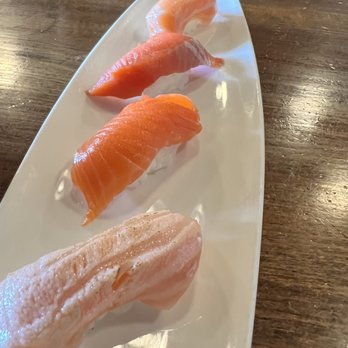 Katana - Salmon sampler. King. Seared. Sockeye. Atlantic. - Sushi Bars Near Me - Everett, Washington Katana - Salmon sampler. King. Seared. Sockeye. Atlantic. - Sushi Bars Near Me - Everett, Washington