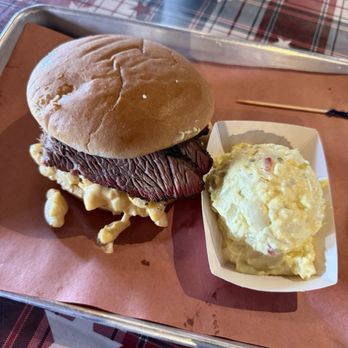 Rusty Bucket JawSmacking BBQ - The Mac Attack (Combo) with Potato Salad - Barbeque Near Me - San Antonio, Texas Rusty Bucket JawSmacking BBQ - The Mac Attack (Combo) with Potato Salad - Barbeque Near Me - San Antonio, Texas