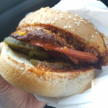 Tip Top Hamburgers - Chili-Cheeseburger with pickles, tomato and mustard. Not bad! - Sandwiches Near Me - Arleta, California Tip Top Hamburgers - Chili-Cheeseburger with pickles, tomato and mustard. Not bad! - Sandwiches Near Me - Arleta, California
