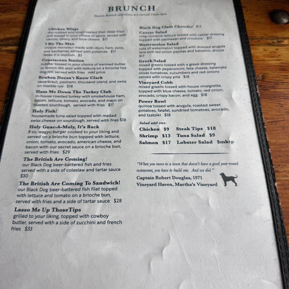 The Black Dog Tavern - Menu - Seafood Near Me - Vineyard Haven, Massachusetts The Black Dog Tavern - Menu - Seafood Near Me - Vineyard Haven, Massachusetts