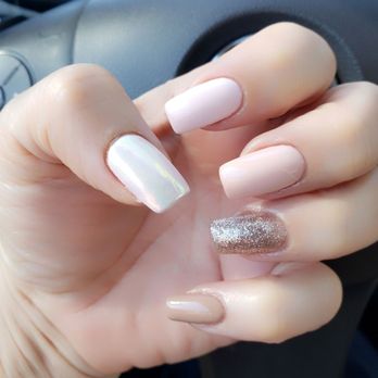 V's Nails Spa - Send nudes! Okay, well there's some glitter & a unicorn chrome thumb nail. - Nail Salons Near Me - Irvine, California