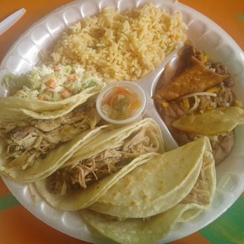 100 Miles to Cuba - Chicken Tacos rice and refried beans. - Cuban Near Me - Key West, Florida