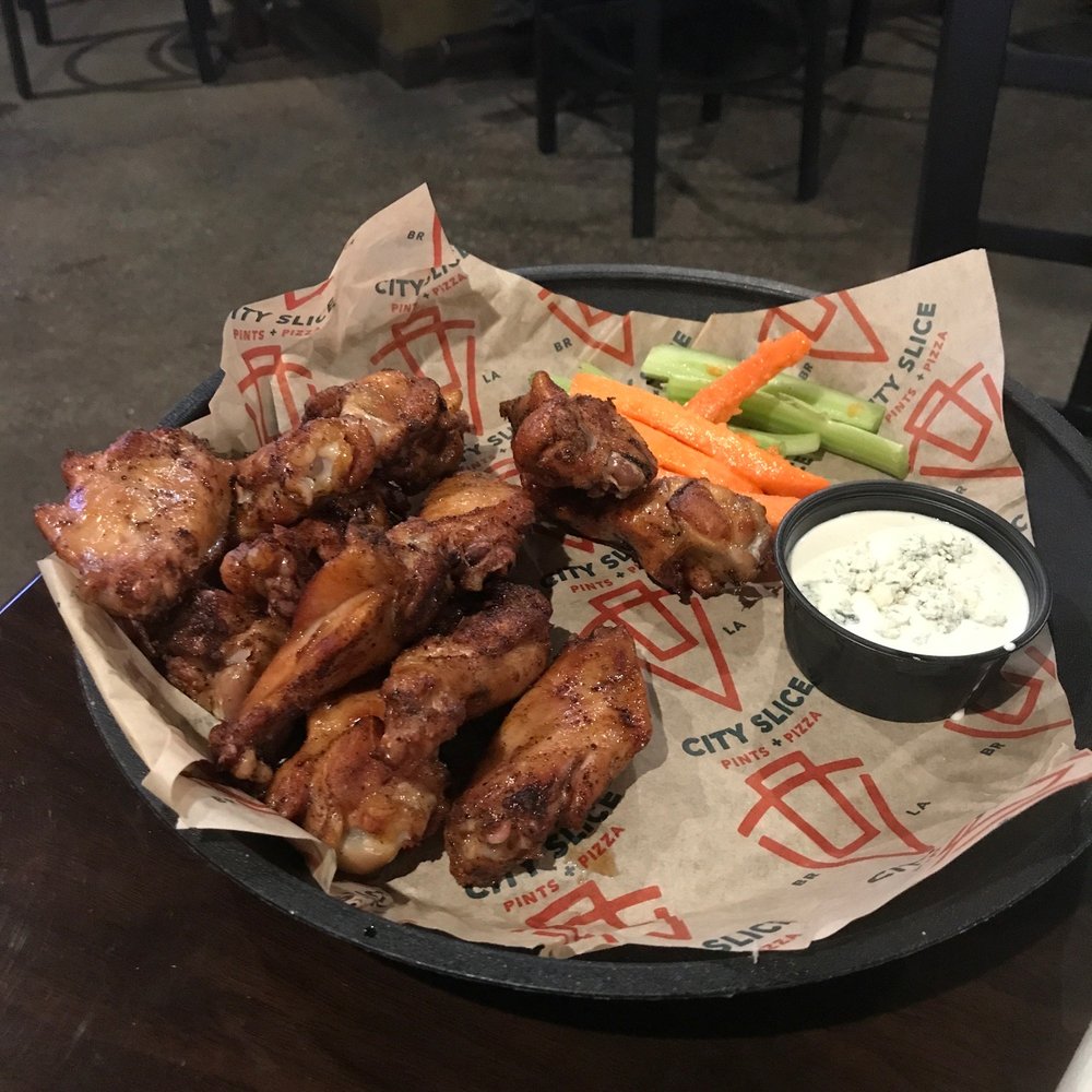 City Slice - The smoked wings came very quickly! Hope they are good! Our waitress was kinda quirky but nice ! - Chicken Wings Near Me - Baton Rouge, Louisiana City Slice - The smoked wings came very quickly! Hope they are good! Our waitress was kinda quirky but nice ! - Chicken Wings Near Me - Baton Rouge, Louisiana