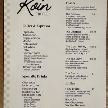 Koin Coffee - Menu offerings - Coffee & Tea Near Me - Walnut Creek, California Koin Coffee - Menu offerings - Coffee & Tea Near Me - Walnut Creek, California