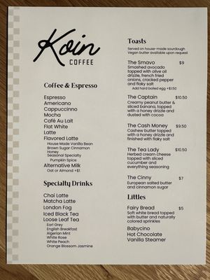 Menu photo 7 Koin Coffee Walnut Creek, CA Menu photo 7 Koin Coffee Walnut Creek, CA
