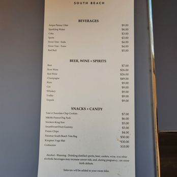 Kimpton Hotel Palomar South Beach - Snack pricing - Hotels Near Me - Miami Beach, Florida Kimpton Hotel Palomar South Beach - Snack pricing - Hotels Near Me - Miami Beach, Florida