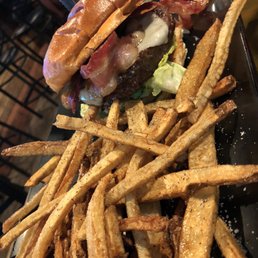 Burger and fresh cut fries. Burger and fresh cut fries.