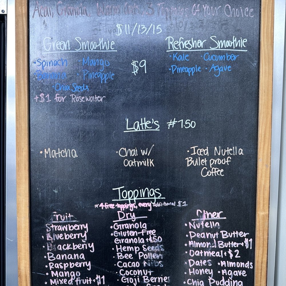 Acai bar  - Menu - Acai Bowls Near Me - Pasadena, California