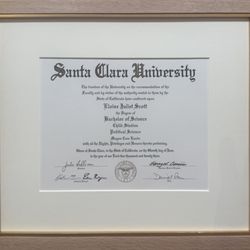 Artistic Picture Framing - To honor these accomplishments, we went with a timeless, elegant look. We paired a gorgeous, light-toned natural wood frame with a fillet
