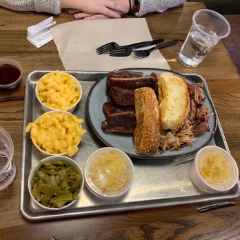 City Barbeque - Mac n cheese, green beans, ribs, bred pudding, pulled pork and corn pudding with the caps on top - Barbeque Near Me - Beachwood, Ohio