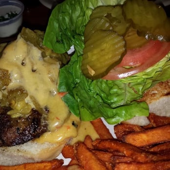 The Tavern - Queso Burger with Sweet Potato Fries - Sports Bars Near Me - Austin, Texas The Tavern - Queso Burger with Sweet Potato Fries - Sports Bars Near Me - Austin, Texas