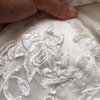 Modern Bride - Hole in lace. One of many I found after I got my dress back from JAIRO Modern Brides tailor - Bridal Near Me - Los Angeles, California Modern Bride - Hole in lace. One of many I found after I got my dress back from JAIRO Modern Brides tailor - Bridal Near Me - Los Angeles, California