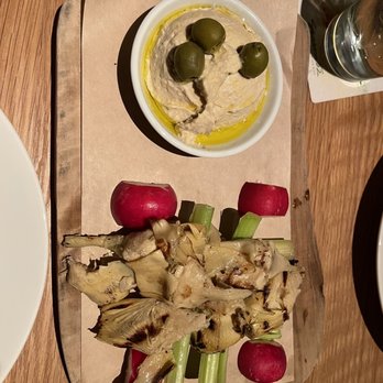 Seasons 52 - Grilled Artichokes with Preserved Lemon Hummus - New American Near Me - Troy, Michigan Seasons 52 - Grilled Artichokes with Preserved Lemon Hummus - New American Near Me - Troy, Michigan