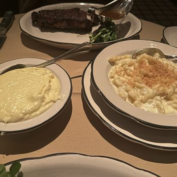 Butcher and Singer - Left - Mashed Potatoes, Right - Mac N Cheese Back Middle - New York Strip - American Near Me - Philadelphia, Pennsylvania