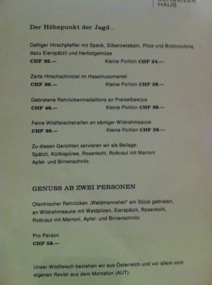 Menu photo 2 restaurant schweizerhaus Engelberg, OW