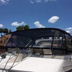 Royal Marine Upholstery - "Makrolon" enclosure with bimini top