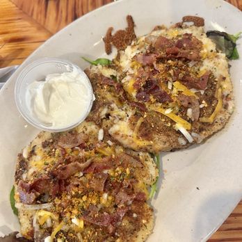 Southside Grille - Appetizer of the Day: handmade Potato Cakes with bacon and cheese, sour cream for dipping - New American Near Me - Bunnell Florida, Florida