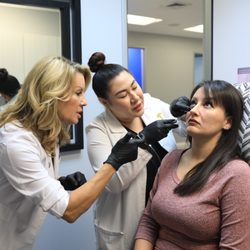 Lori Robertson, MSN, FNP-C, doing advanced injection training